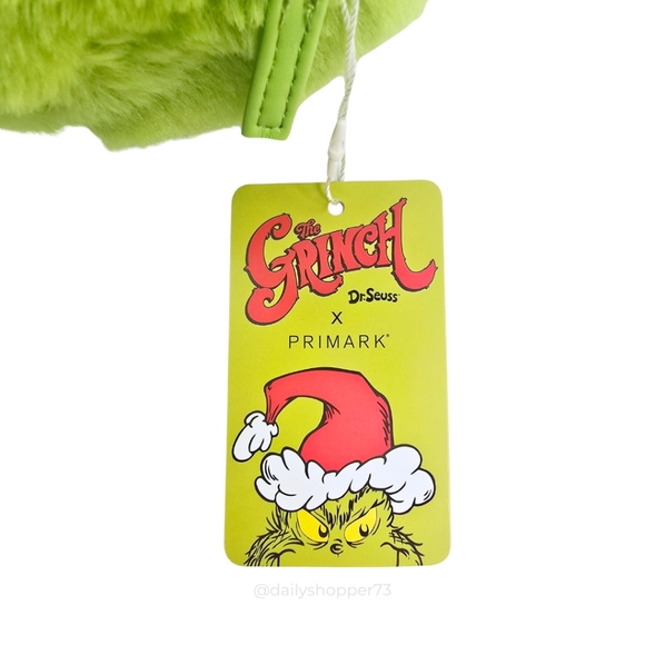 The Grinch x Primark Faux Fur Lime Green Embroidered Lined Zippered Cosmetic Bag - Picture 5 of 6